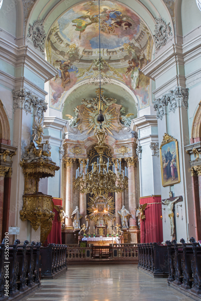 Vienna - Main nave of Baroque church Maria Treu.