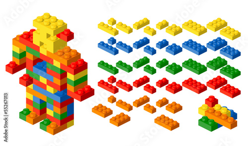 Plastic blocks. Vector design elements.