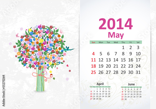 Calendar for 2014, may