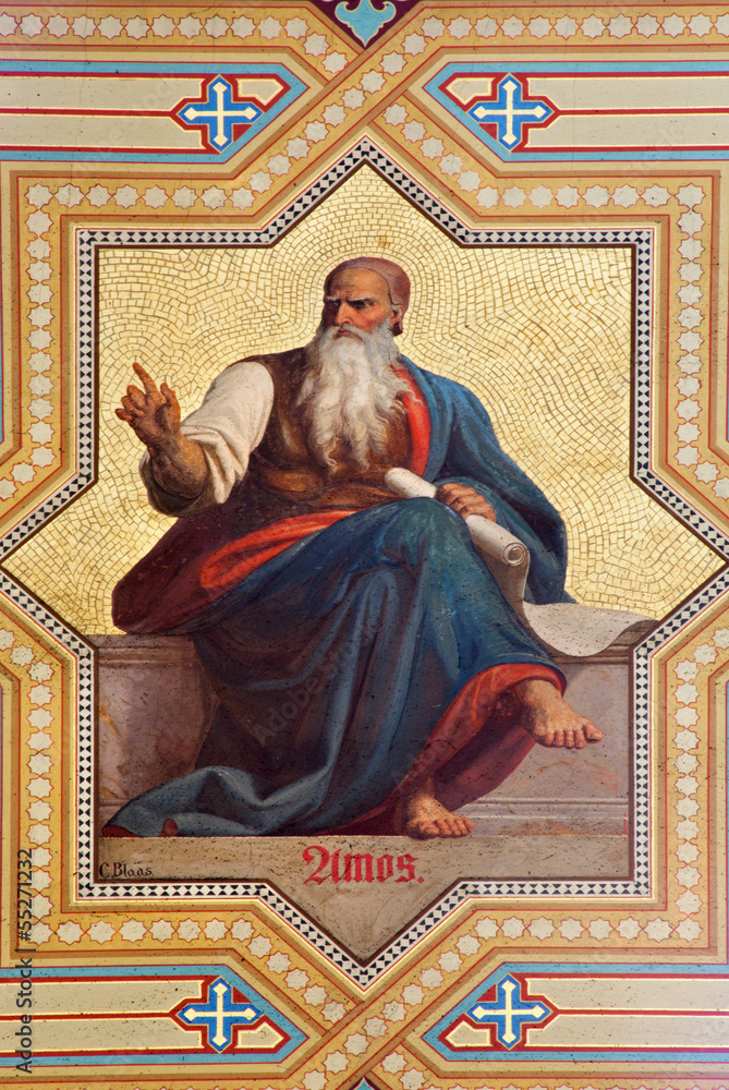Naklejka premium Vienna - Fresco of Amos prophets in Altlerchenfelder church