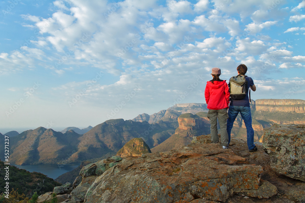 Couple looking at Blyde river canyon, travel in South Africa