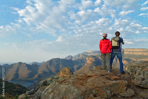 Couple looking at Blyde river canyon, travel in South Africa