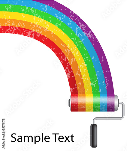 background with multi-colored paint and a roller