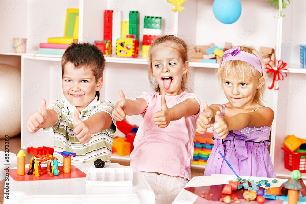 Fototapeta premium Children sculpt in of plasticine