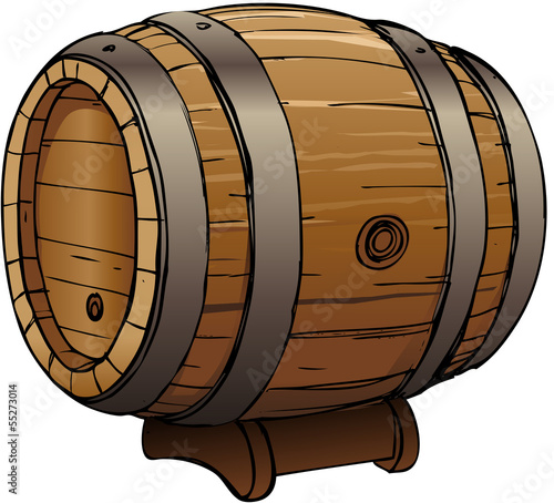 Zeichnung Bierfass aus Holz farbig