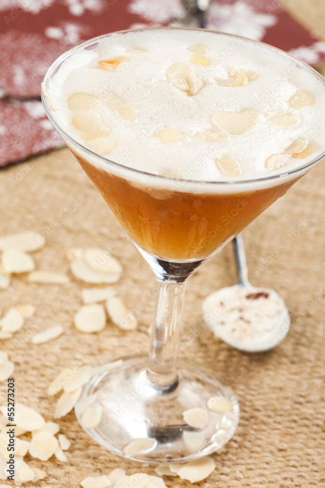 Tequila drink with almonds