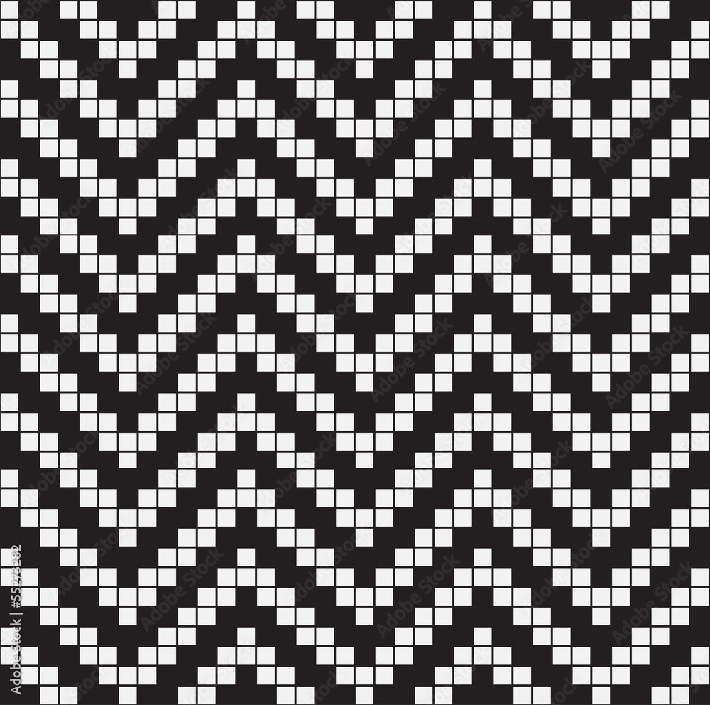Herringbone Weave, Black and White Vector Seamless Pattern.
