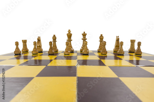 Worn Vintage Chess Set Isol...