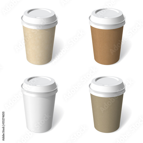 paper cup blank template vector set