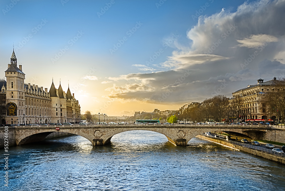 Sunset illuminates the bridge of Change on april 12, 2013
