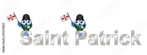 Saint Patrick text and patriotic bird waving flag