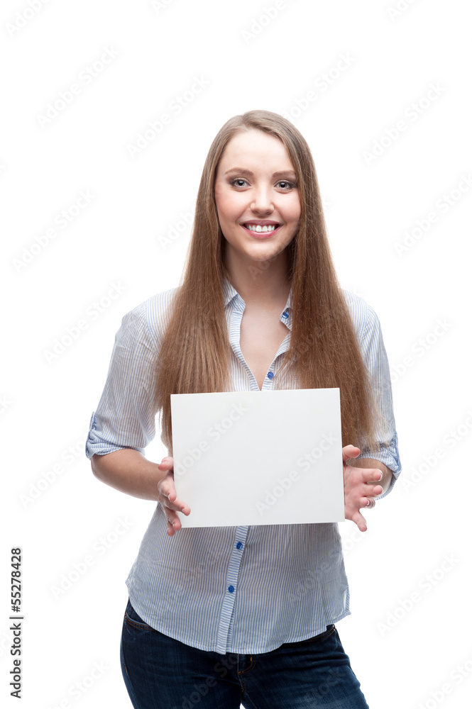 businesswoman holding sign businesswoman holding sign