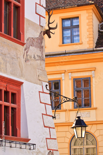 Traditional houses in Transylvania, Sighisoara, Romania photo