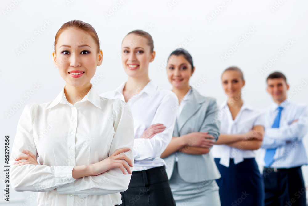 Group of business people standing in row Group of business people standing in row