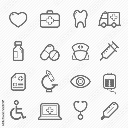 healthy and medical symbol line icon set