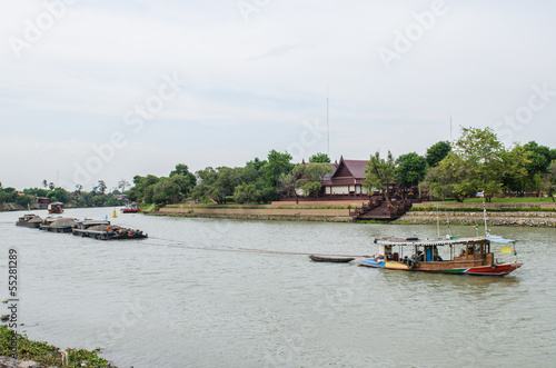 Thai style boat at Chaopraya river photo