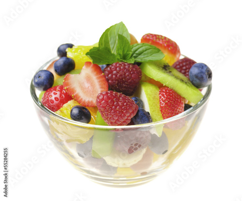Sweet tasty fruit salad in the bowl