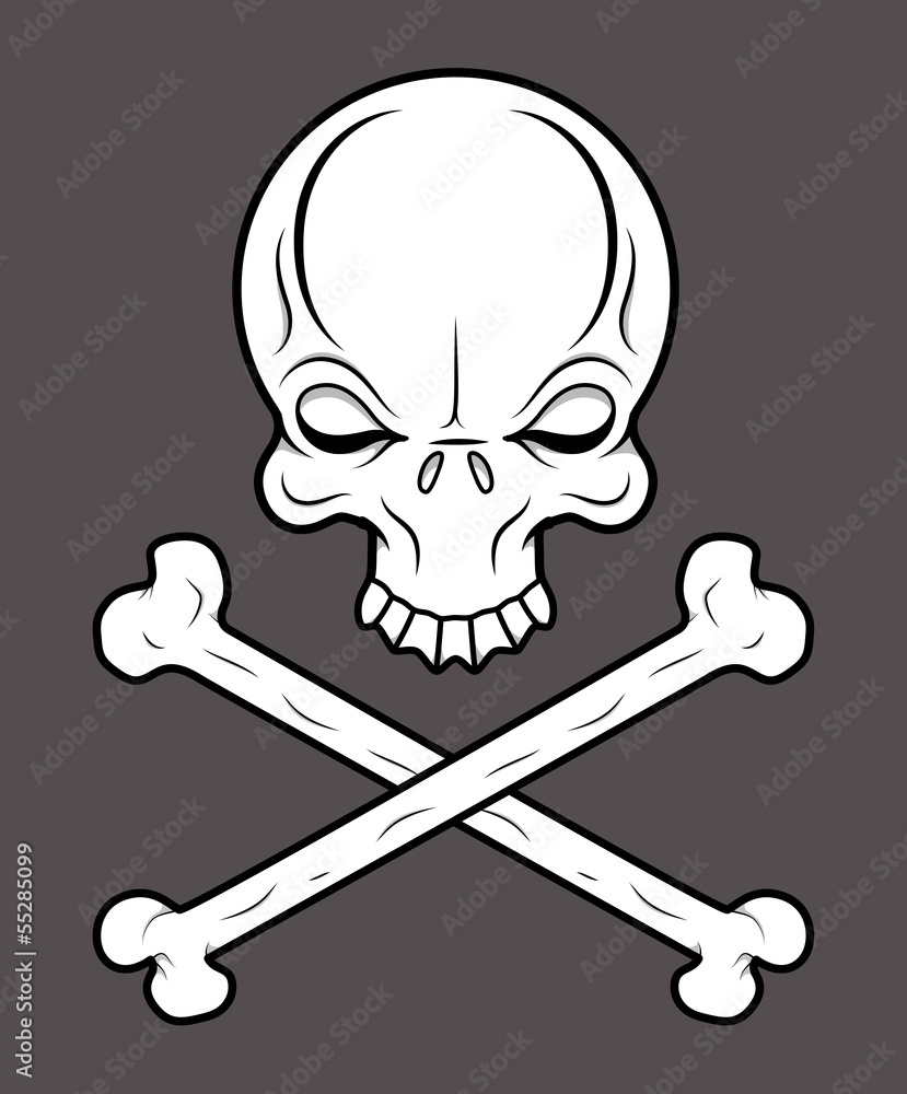 Crossed Skull - Vector Cartoon Illustration Crossed Skull - Vector Cartoon Illustration