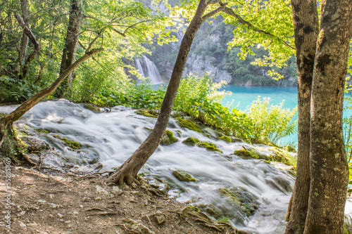 Obraz na płótnie Amazing waterfall in Krka National Park, Croatia w salonie