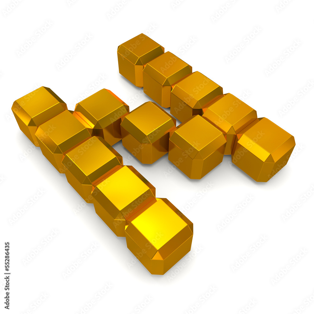 letter N cubic golden