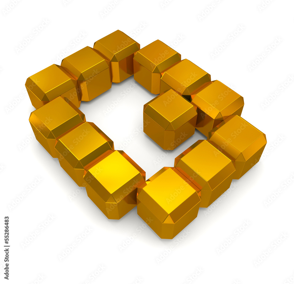 letter Q cubic golden letter Q cubic golden