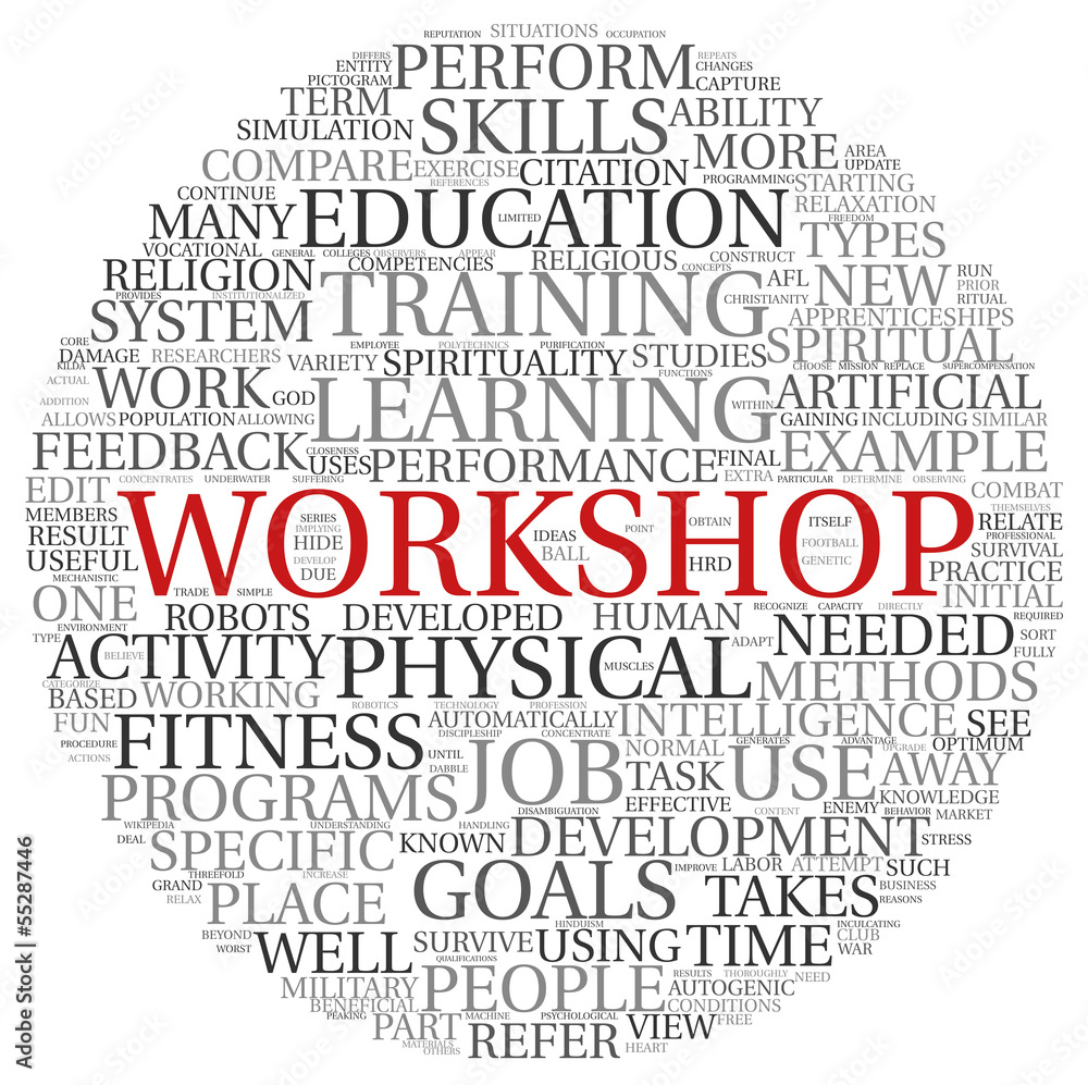 Workshop and learning related words concept