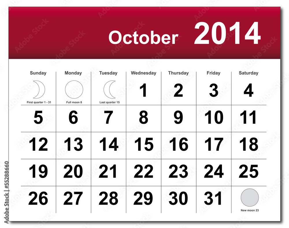 October 2014 calendar October 2014 calendar