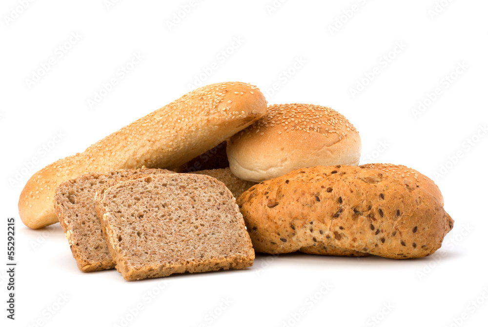 Bread loafs and buns variety