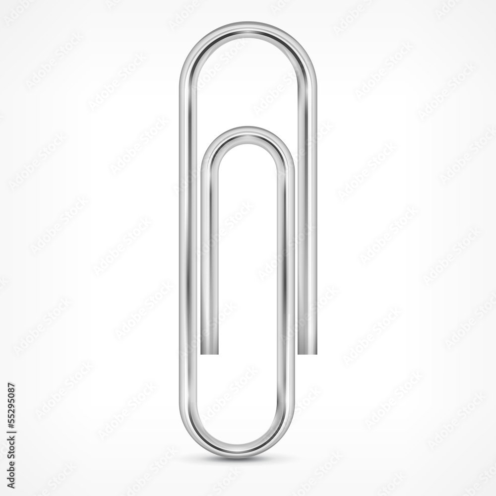Metallic paperclip isolated on white background, vector Metallic paperclip isolated on white background, vector