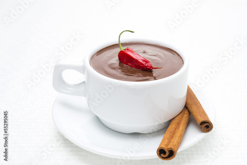 hot chocolate with cinnamon and chili