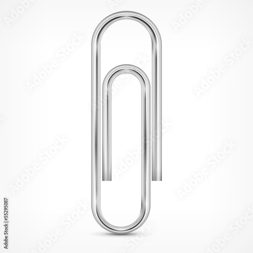 Metallic paperclip isolated on white background, vector