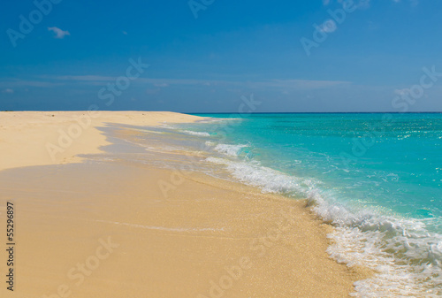 beach, sea and deep blue sky