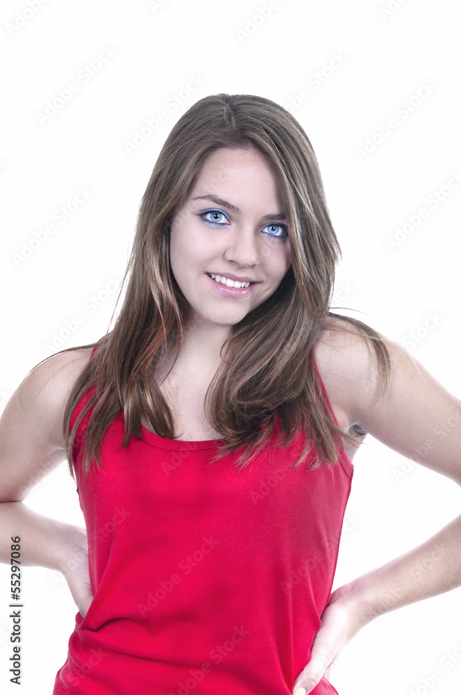 beautiful teenage girl smiling and looking into the camera beautiful teenage girl smiling and looking into the camera