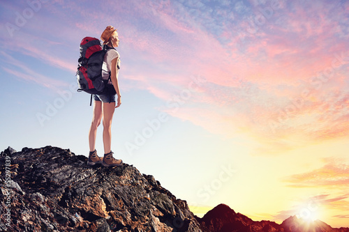 Young woman mountaineer photo