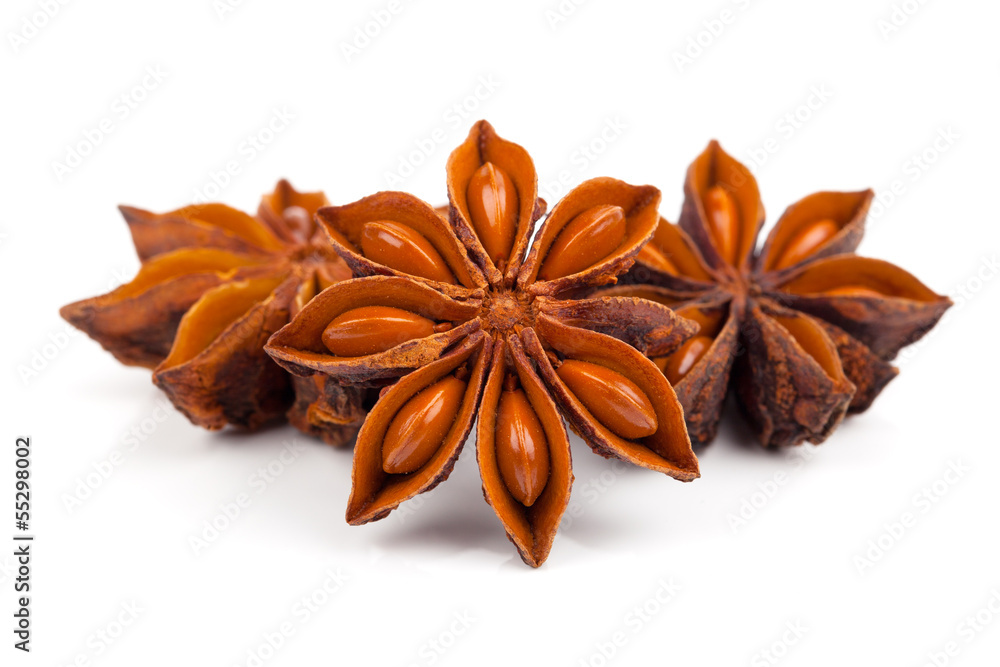 Whole Star Anise isolated on white background Whole Star Anise isolated on white background