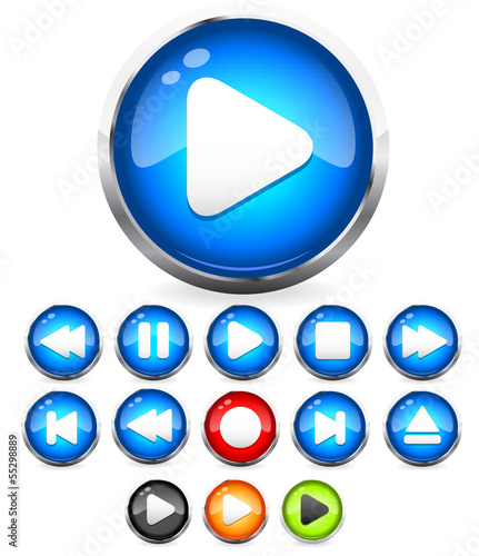 Shiny Audio Player interface, play, stop, rewind, eject, forward