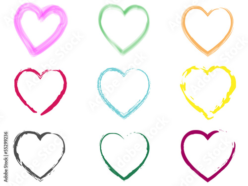 Set of scribble hearts