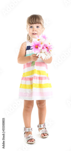 Little cute girl holding fl...