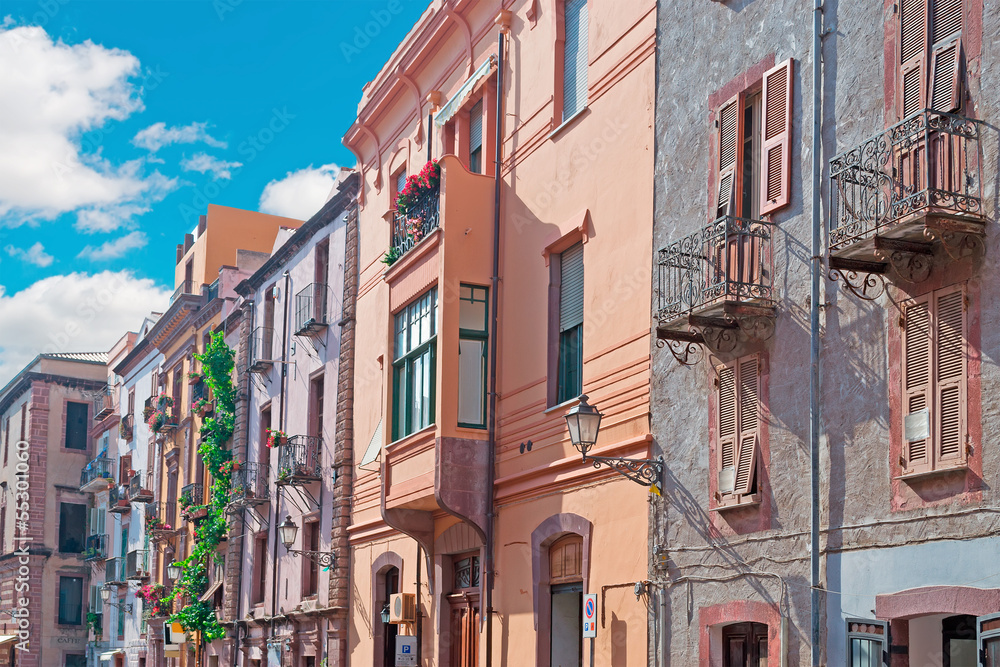 Obraz premium Bosa old town with clouds