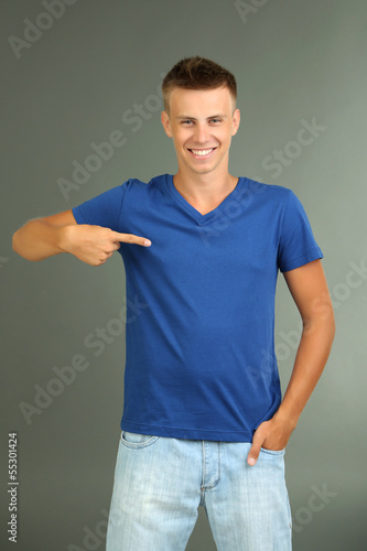 T-shirt on young man, on gr...