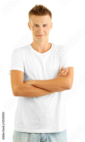 T-shirt on young man isolat...