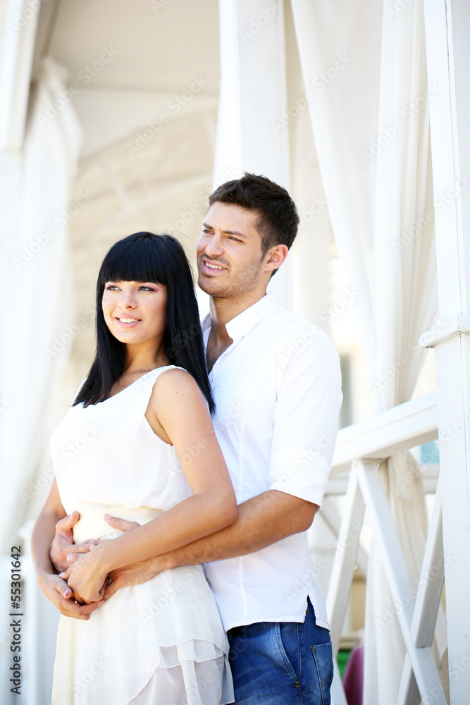 Fototapeta premium Beautiful young romantic couple, outdoors