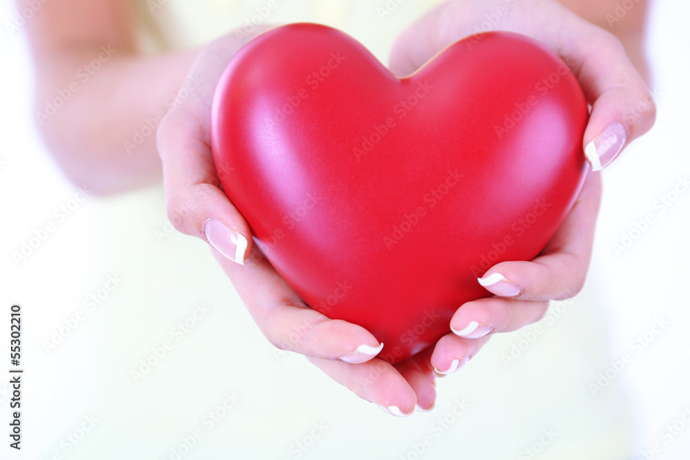 Obraz premium Heart in hands of girl isolated on white