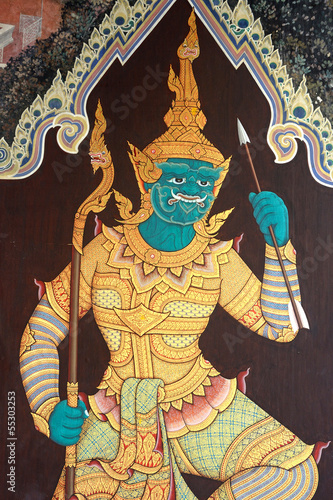 Mural of Ramayana in Wat Pra Kaew, Bangkok, Thailand