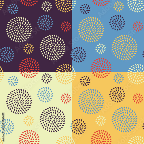 Set of four seamless patterns in summer colors