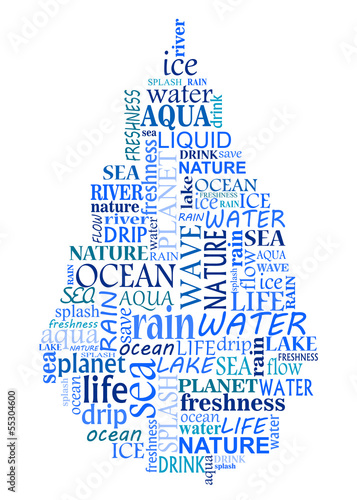 Water tag cloud as a blue drop