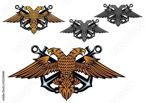 Heraldic eagle with a sea anchor in claws