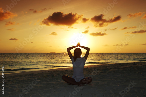 sunset yoga woman