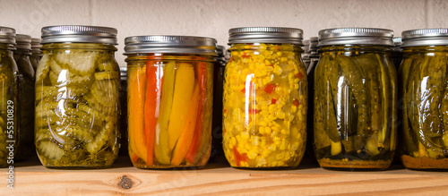 Storage shelfs with canned food