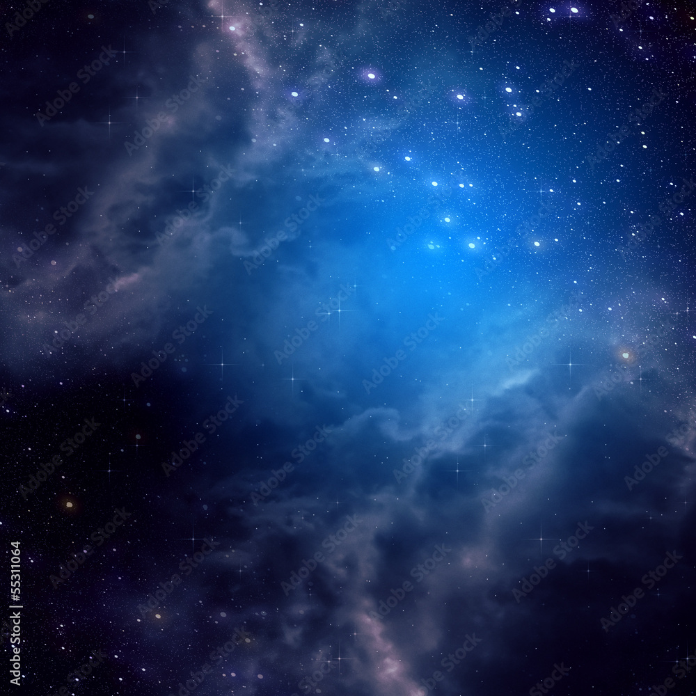 Space background of blue color